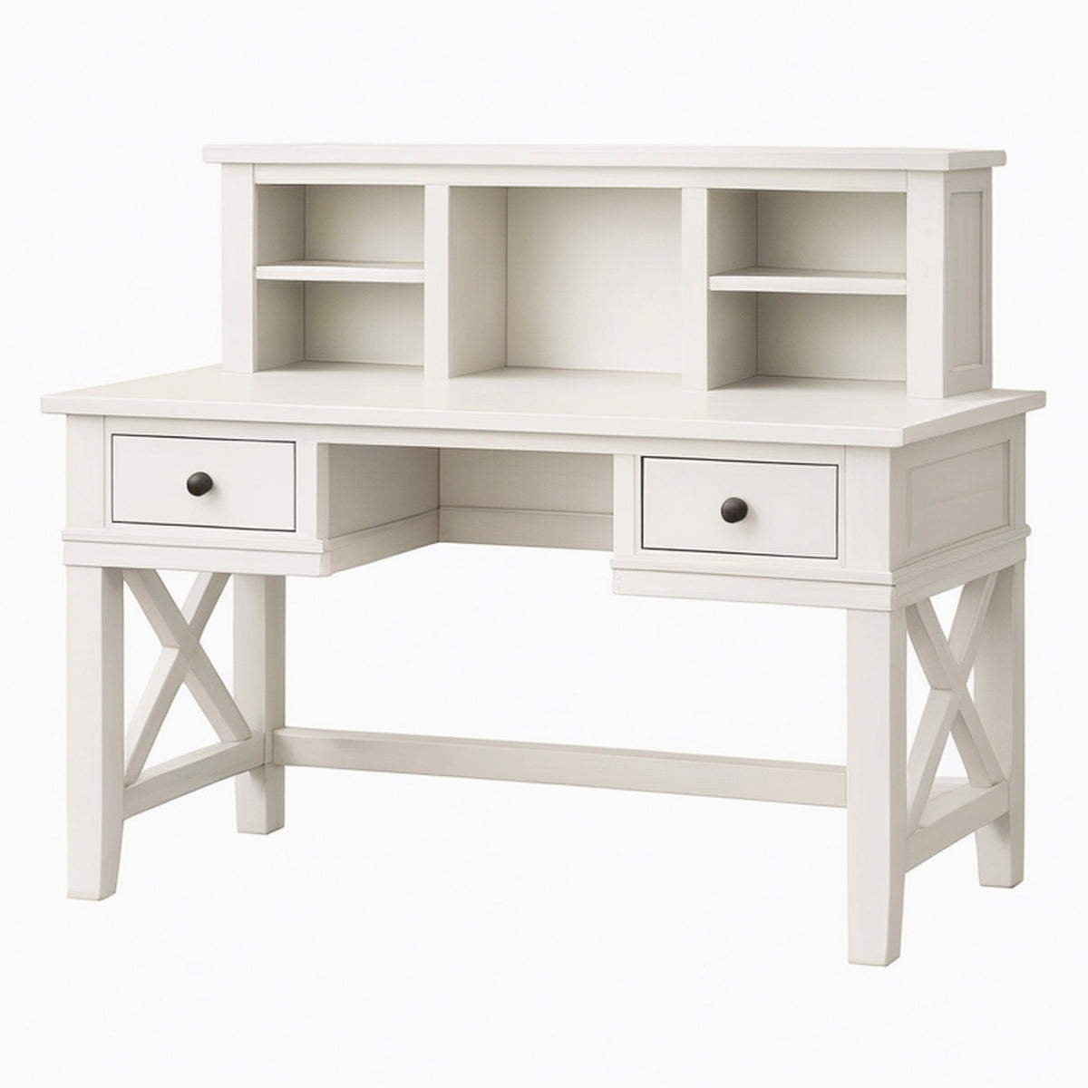 Bureau avec étagères 120 x 60 x 140 cm en bois blanc style campagne