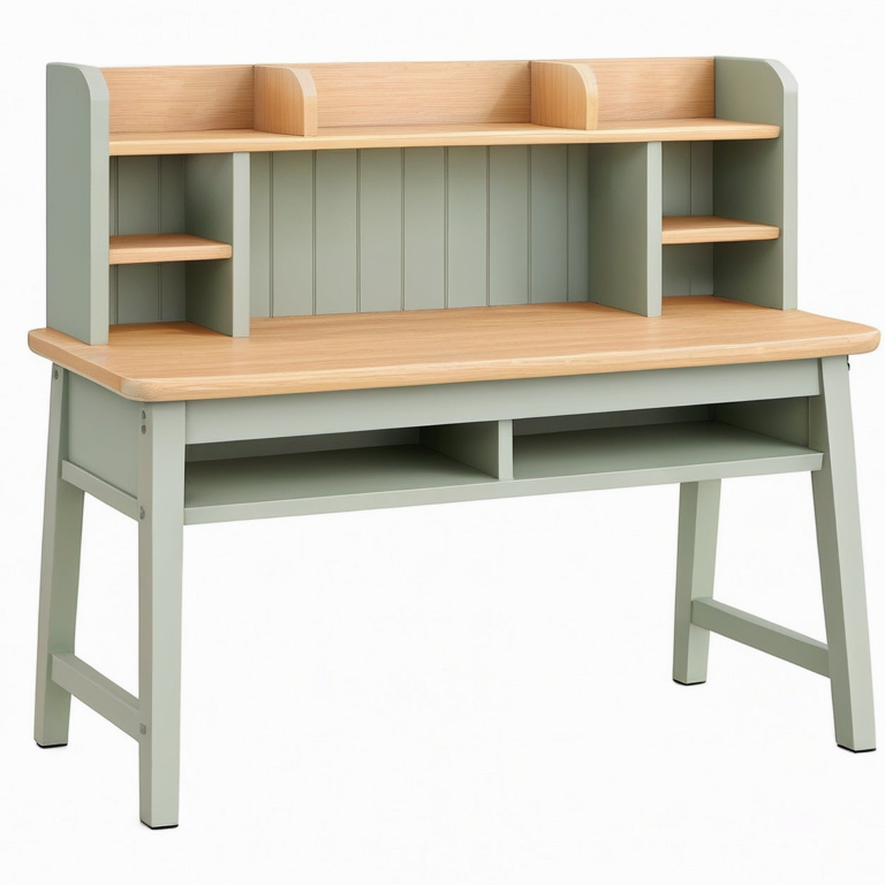 Bureau avec étagères 120 x 60 x 150 cm en bois vert et naturel style scandinave