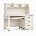 Bureau avec étagères 120 x 60 x 170 cm en bois blanc avec tiroirs style classique