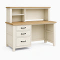 Bureau avec étagères 120 x 60 cm en panneaux de bois crème et chêne naturel style maison de campagne