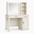 Coiffeuse 100 x 50 x 150 cm en bois blanc avec miroir lumineux et rangements style contemporain