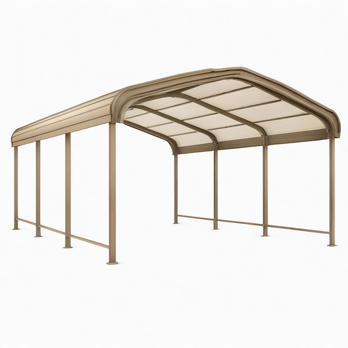 Carport 500 x 300 x 250 cm en aluminium taupe avec toit translucide pour stationnement extérieur
