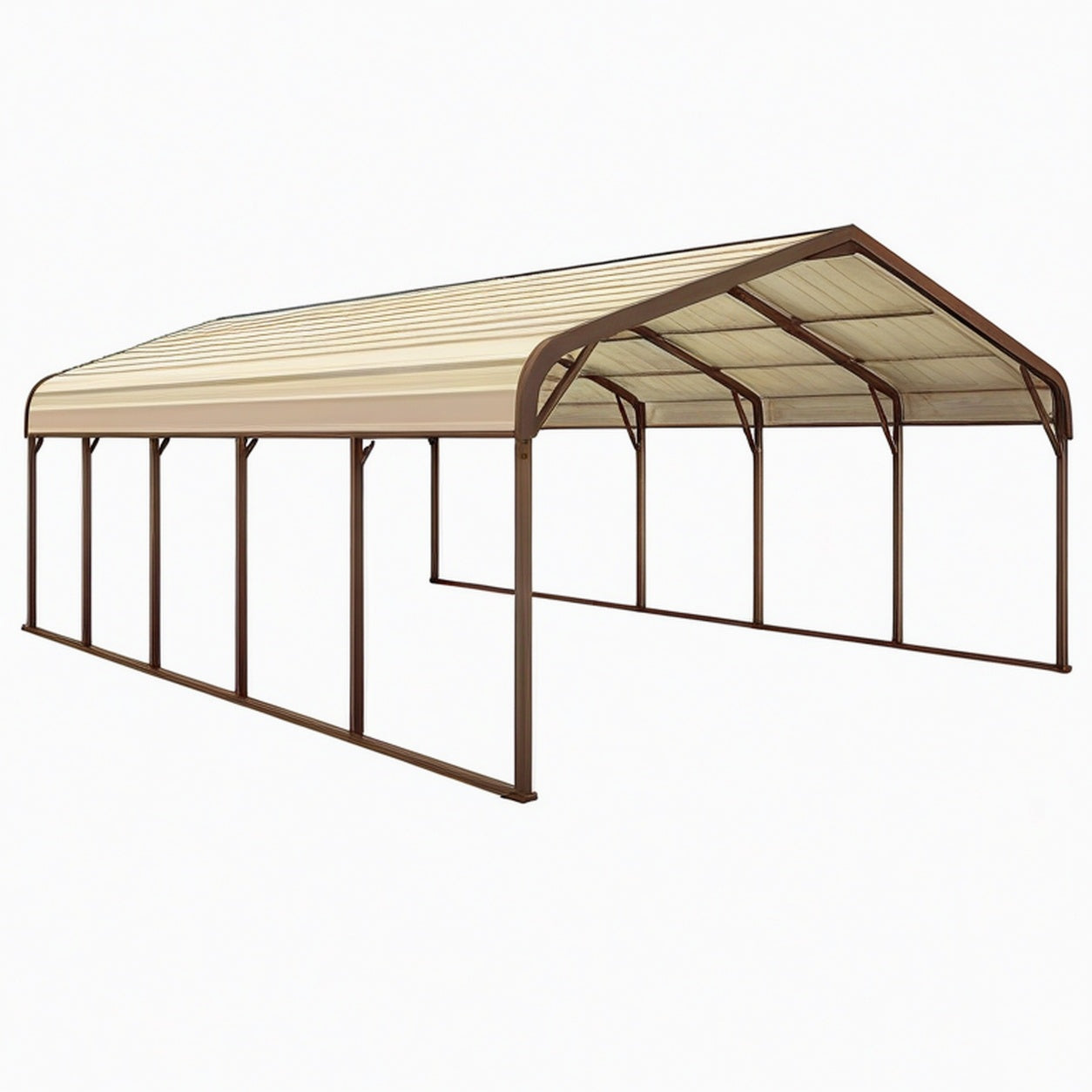 Abri voiture 610 x 300 x 270 cm acier marron toit protecteur