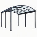Abri voiture 500 x 300 x 240 cm en acier et polycarbonate noir - toit cintré extérieur