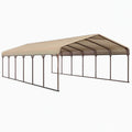 Abri voiture 600 x 600 x 270 cm en acier marron et beige avec toit couvrant