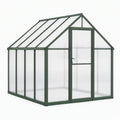 Serre de jardin 190 x 190 x 195 cm en aluminium vert et panneaux en polycarbonate pour culture extérieure à toit incliné