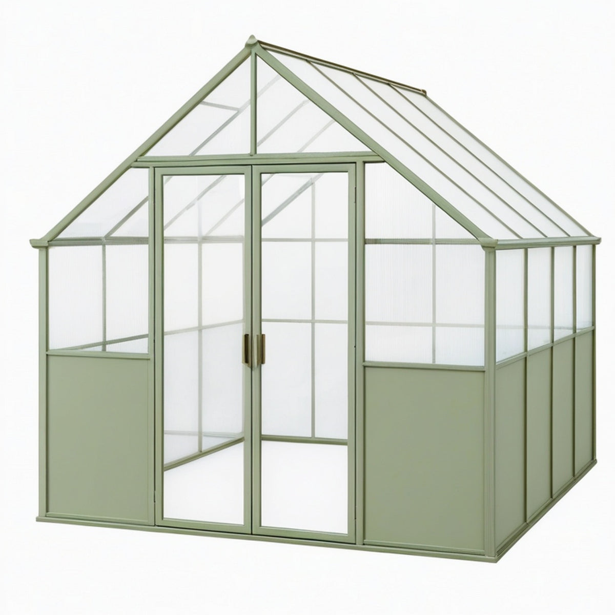 Serre de jardin 190 x 190 x 195 cm en aluminium vert avec panneaux translucides pour culture extérieure