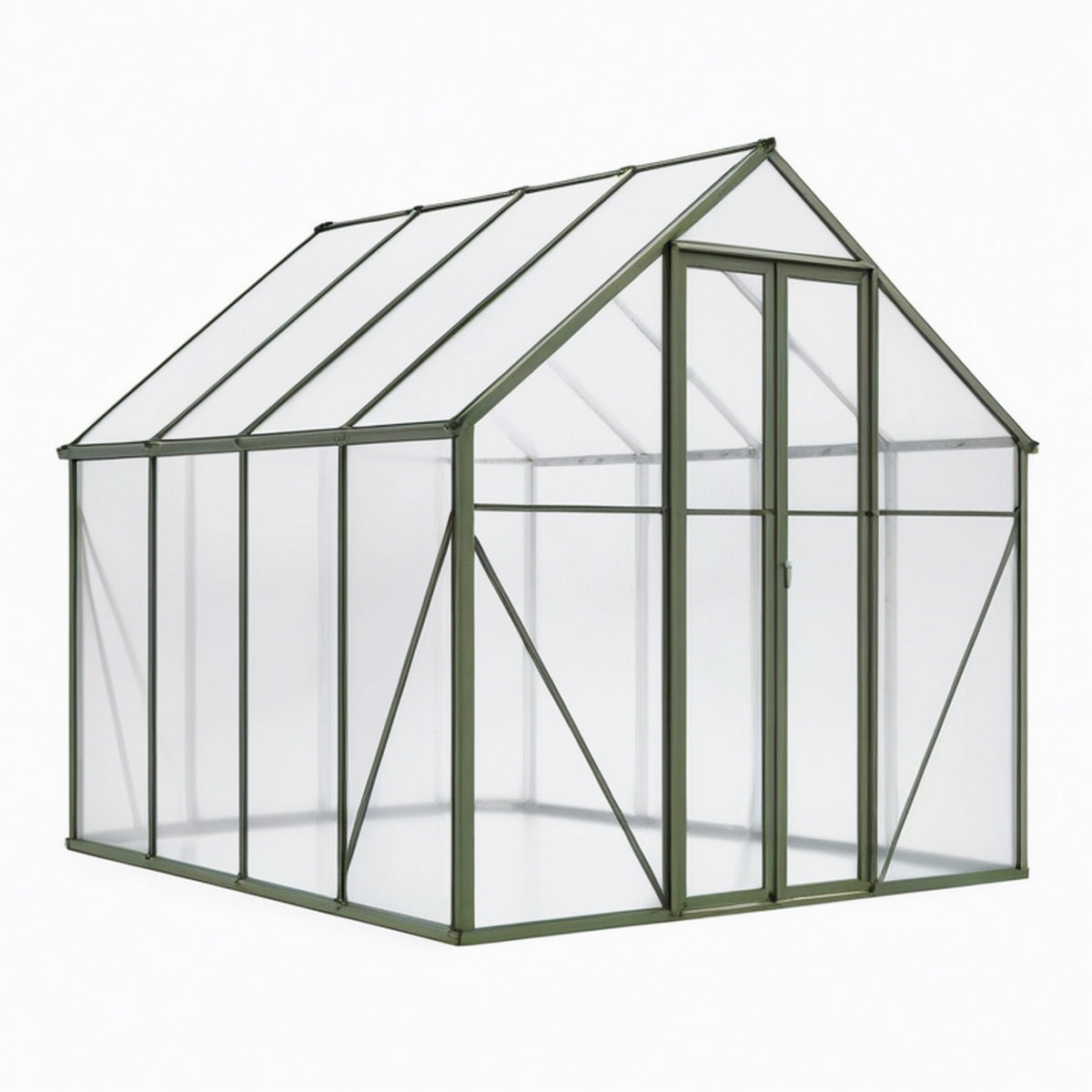 Serre de jardin 190 x 190 x 195 cm en aluminium vert avec panneaux translucides et double porte