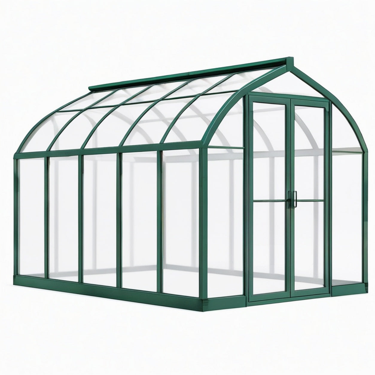 Serre de jardin 300 x 190 x 200 cm en aluminium vert avec panneaux transparents - double porte
