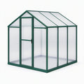Serre de jardin 190 x 190 x 195 cm en aluminium vert et polycarbonate translucide avec porte battante