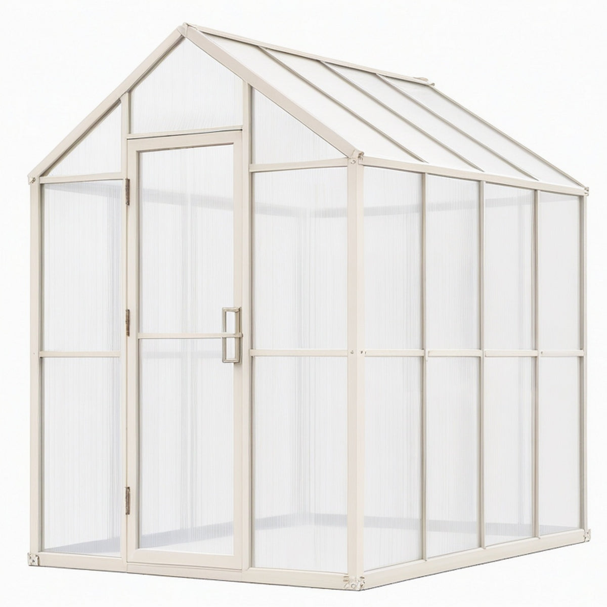 Serre de jardin 190 x 190 x 195 cm aluminium beige avec panneaux en polycarbonate