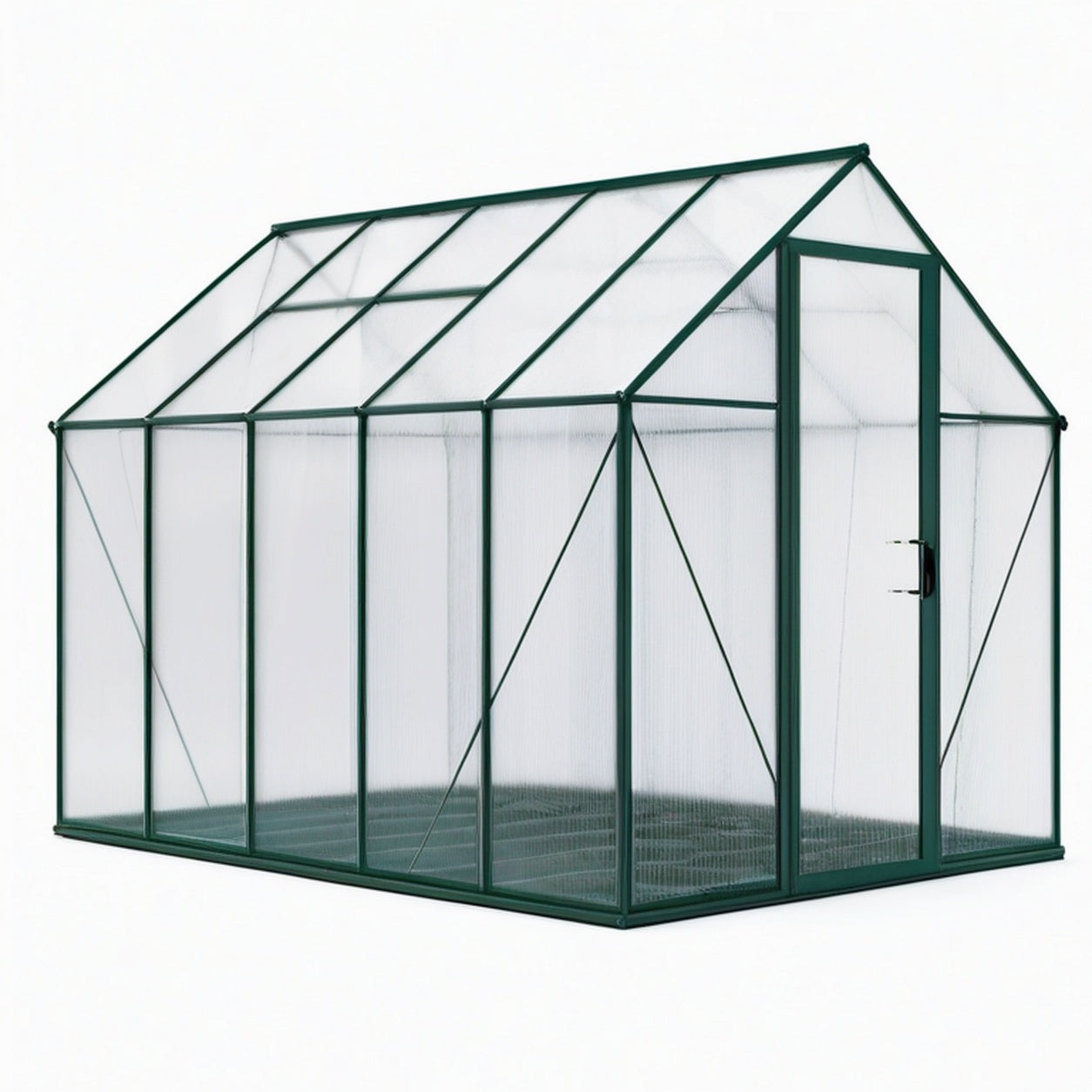 Serre de jardin 300 x 190 x 195 cm en aluminium vert avec panneaux en polycarbonate et porte battante
