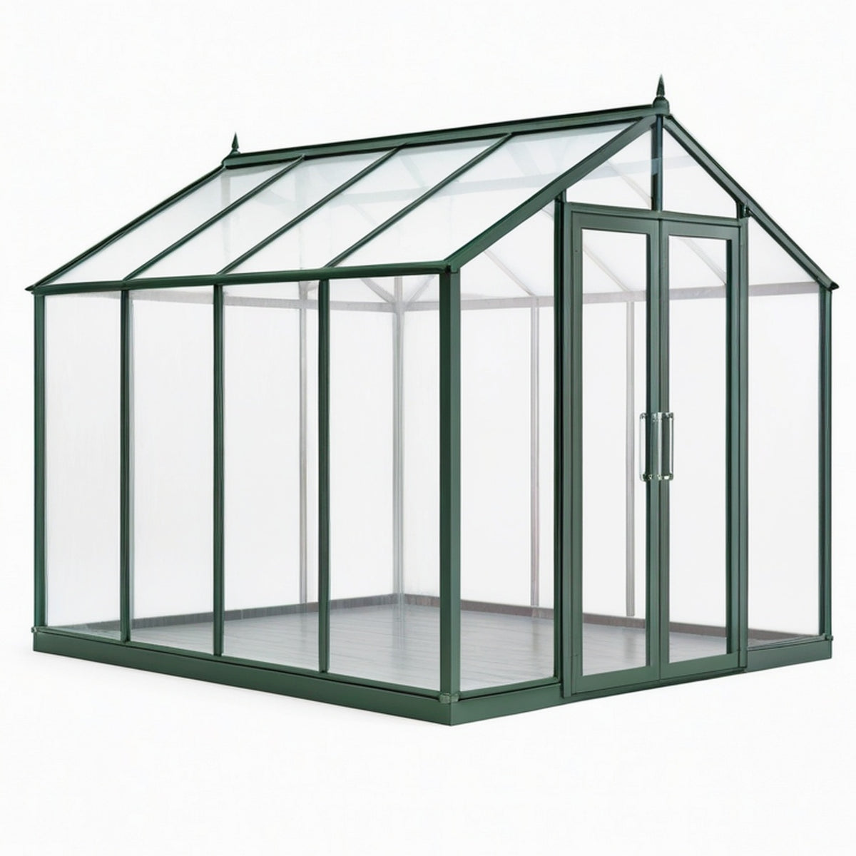 Serre de jardin 240 x 180 x 220 cm en aluminium vert avec panneaux transparents et double porte