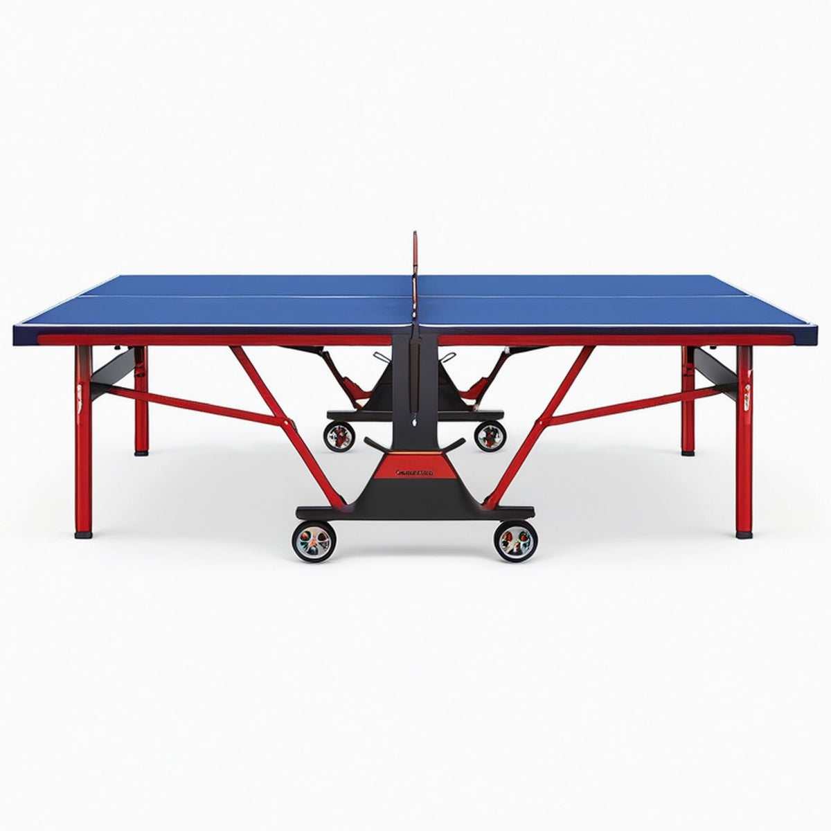 Table de tennis de table 274 x 152.5 x 76 cm bleue en acier pliable avec roulettes