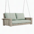 Canapé balancelle 2 places 150 x 80 x 75 cm résine tressée beige vert sauge extérieur suspendu