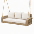 Balancelle de jardin 180 cm en résine tressée beige suspendue