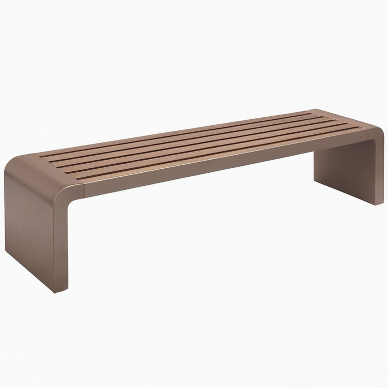 Banc de jardin 180 cm en métal brun à lattes style contemporain