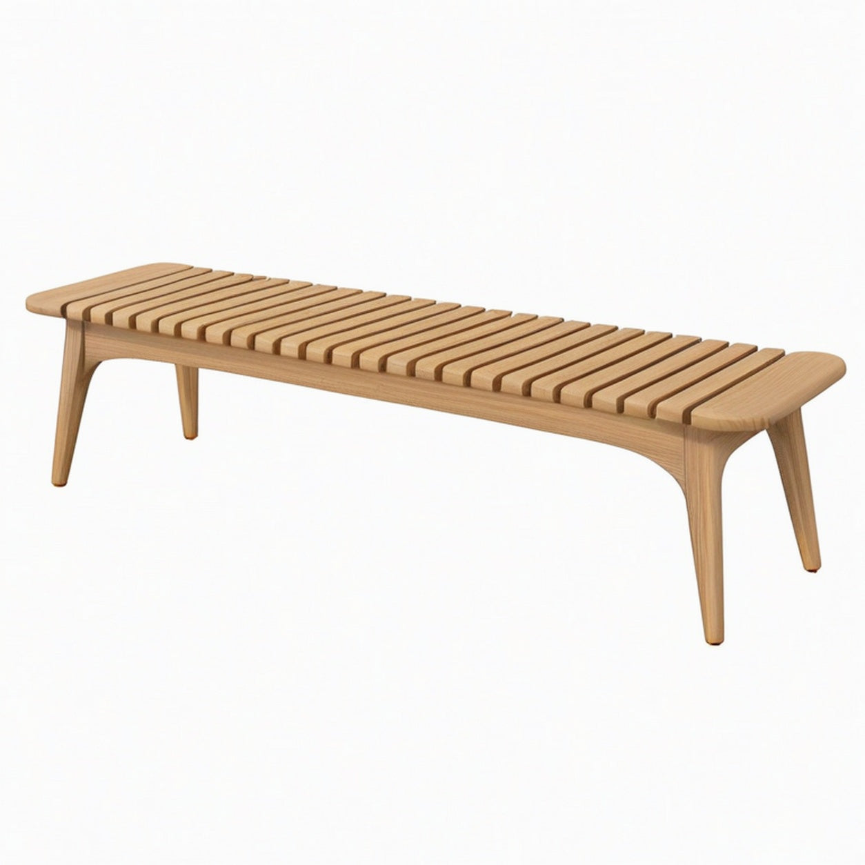 Banc 180 x 40 x 45 cm en bois naturel à lattes style contemporain