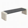 Banc de jardin 150 x 40 x 45 cm en béton et bois noir style contemporain
