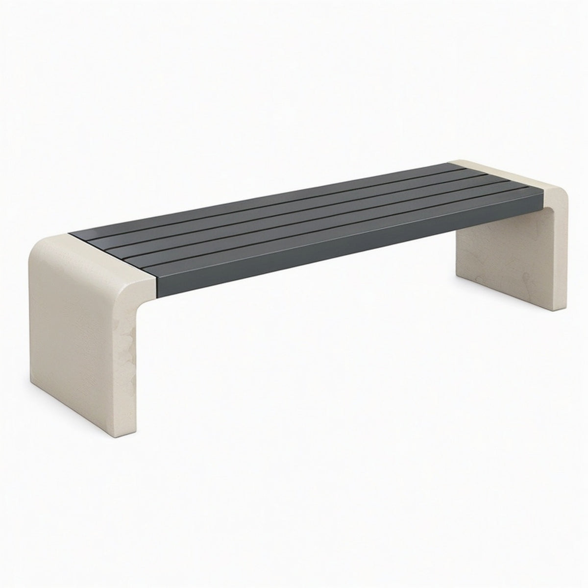 Banc de jardin 150 x 40 x 45 cm en béton et bois noir style contemporain