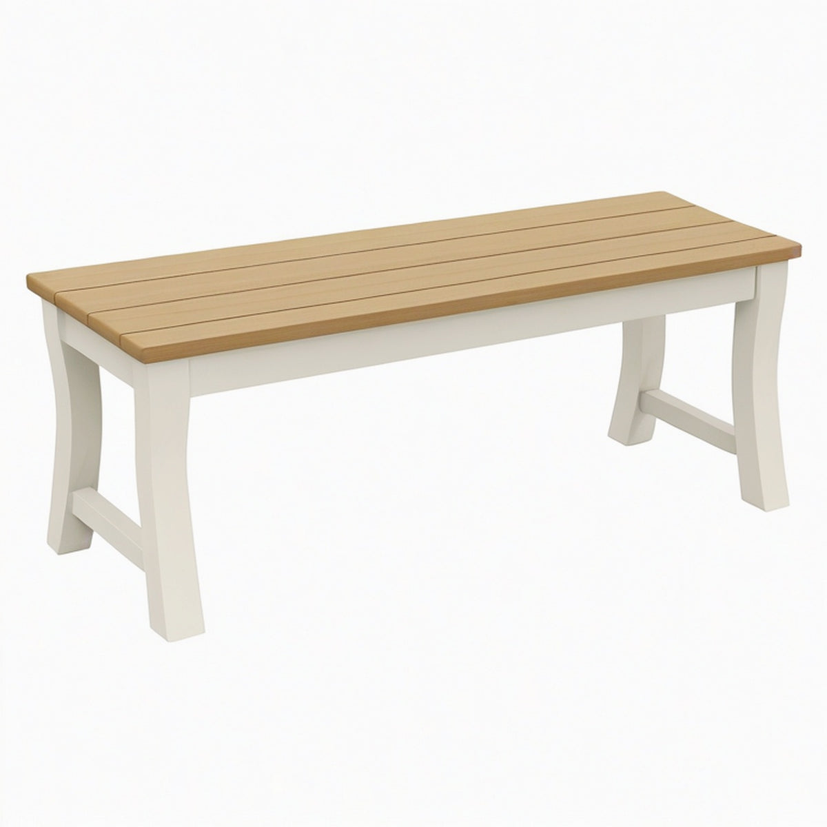 Banc 157 x 40 x 45 cm en bois marron clair et blanc - assise intérieure style traditionnel