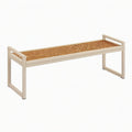 Banc 120 x 40 x 45 cm en métal beige et cannage naturel style contemporain